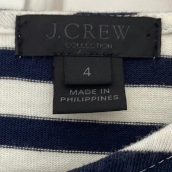 J.Crew Collection Maxi Dress Striped Navy White Long Sleeve Knit Cotton 4 - Picture 13 of 15